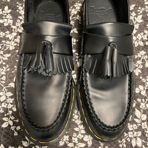 Dr. Martins Black Leather Adrian Yellow Stitch Loafer--NEW! EU41 Unisex
